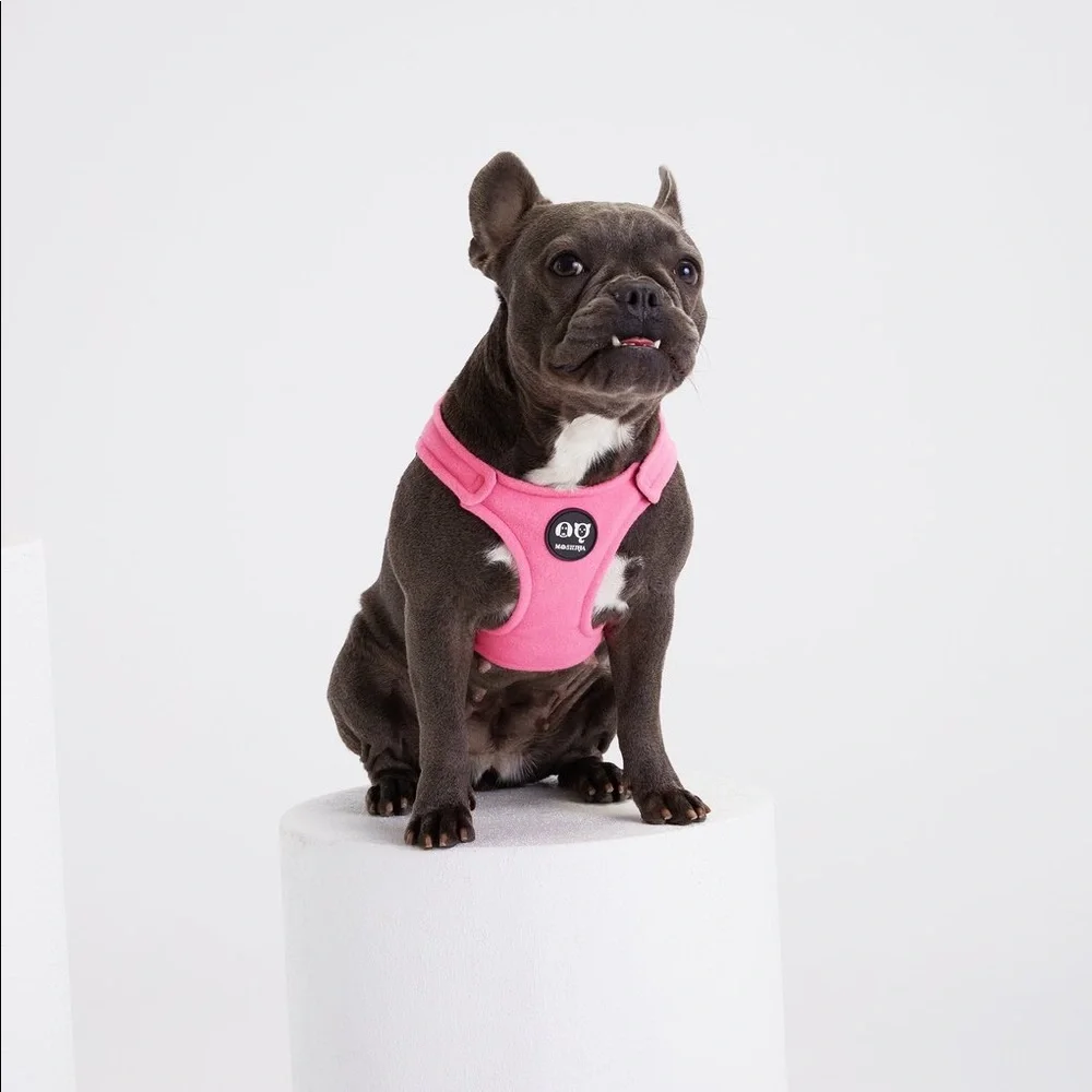 MOSHIQA Pink Padded Dog Cat Pet Harness Size XS M L Soft Buckle Checker Frenchie